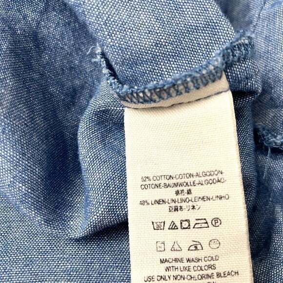 Free People Women's Chambray Top Show Some Shoulder 3/4 Sleeves size XS - Picture 7 of 8